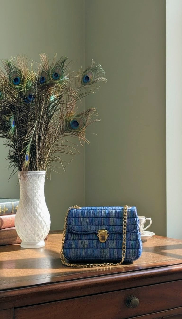 👑 The Veriaza Atelier "Peacock Plissé" CrossBody Bag